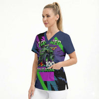 I Crushed 100 Days of School Monster Truck Scrub Top 100th Day Boys - Retro Radiant Pattern