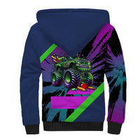 I Crushed 100 Days of School Monster Truck Sherpa Hoodie 100th Day Boys - Retro Radiant Pattern
