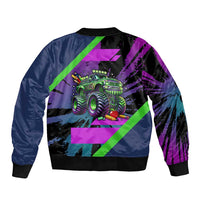 I Crushed 100 Days of School Monster Truck Sleeve Zip Bomber Jacket 100th Day Boys - Retro Radiant Pattern