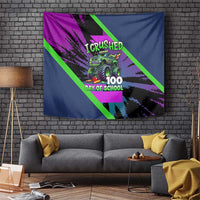 I Crushed 100 Days of School Monster Truck Tapestry 100th Day Boys - Retro Radiant Pattern