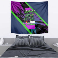 I Crushed 100 Days of School Monster Truck Tapestry 100th Day Boys - Retro Radiant Pattern