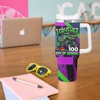 I Crushed 100 Days of School Monster Truck Tumbler With Handle 100th Day Boys - Retro Radiant Pattern