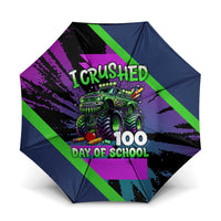 I Crushed 100 Days of School Monster Truck Umbrella 100th Day Boys - Retro Radiant Pattern