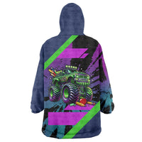I Crushed 100 Days of School Monster Truck Wearable Blanket Hoodie 100th Day Boys - Retro Radiant Pattern