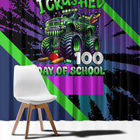 I Crushed 100 Days of School Monster Truck Window Curtain 100th Day Boys - Retro Radiant Pattern