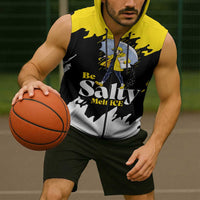 Be Salty Melt Ice Sleeveless Zip Hoodie with Bold Splash Pattern