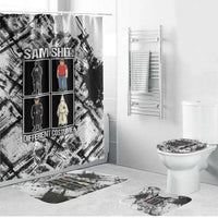 Same Shit Different Costume Bathroom Set Monochrome Gritty Texture