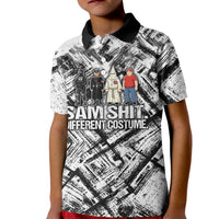 Same Shit Different Costume Kid Polo Shirt Monochrome Gritty Texture