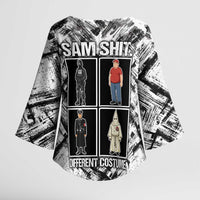 Same Shit Different Costume Kimono Sleeve Blouse Monochrome Gritty Texture