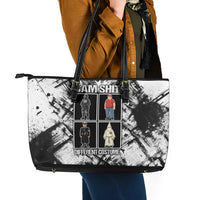 Same Shit Different Costume Leather Tote Bag Monochrome Gritty Texture