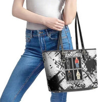 Same Shit Different Costume Leather Tote Bag Monochrome Gritty Texture