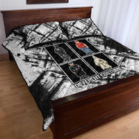 Same Shit Different Costume Quilt Bed Set Monochrome Gritty Texture