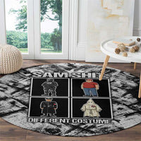 Same Shit Different Costume Round Carpet Monochrome Gritty Texture