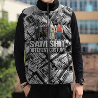 Same Shit Different Costume Sleeveless Puffer Jacket Monochrome Gritty Texture