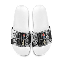 Same Shit Different Costume Slide Sandals Monochrome Gritty Texture