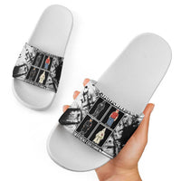Same Shit Different Costume Slide Sandals Monochrome Gritty Texture