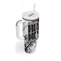 Same Shit Different Costume Tumbler With Handle Monochrome Gritty Texture