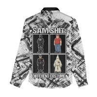Same Shit Different Costume Women Casual Shirt Monochrome Gritty Texture