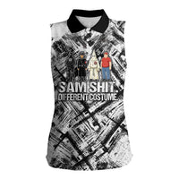 Same Shit Different Costume Women Sleeveless Polo Shirt Monochrome Gritty Texture