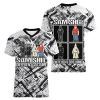 Same Shit Different Costume Women V-Neck T-Shirt Monochrome Gritty Texture