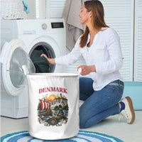 Denmark Kongeriget Heritage Laundry Basket Vintage Viking Ship And Nyhavn Scenic Illustration