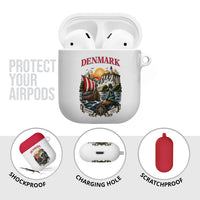 Denmark Kongeriget Heritage AirPods Case Vintage Viking Ship And Nyhavn Scenic Illustration