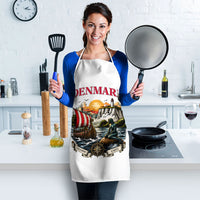 Denmark Kongeriget Heritage Apron Vintage Viking Ship And Nyhavn Scenic Illustration