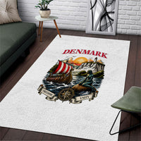 Denmark Kongeriget Heritage Area Rug Vintage Viking Ship And Nyhavn Scenic Illustration