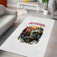 Denmark Kongeriget Heritage Area Rug Vintage Viking Ship And Nyhavn Scenic Illustration