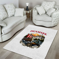 Denmark Kongeriget Heritage Area Rug Vintage Viking Ship And Nyhavn Scenic Illustration