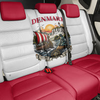 Denmark Kongeriget Heritage Back Car Seat Cover Vintage Viking Ship And Nyhavn Scenic Illustration