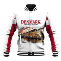 Denmark Kongeriget Heritage Baseball Jacket Vintage Viking Ship And Nyhavn Scenic Illustration