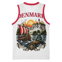 Denmark Kongeriget Heritage Basketball Jersey Vintage Viking Ship And Nyhavn Scenic Illustration