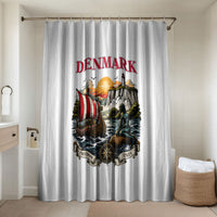 Denmark Kongeriget Heritage Bathroom Set Vintage Viking Ship And Nyhavn Scenic Illustration