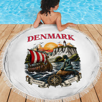 Denmark Kongeriget Heritage Beach Blanket Vintage Viking Ship And Nyhavn Scenic Illustration