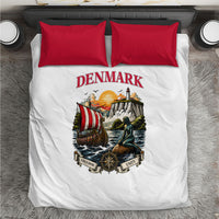 Denmark Kongeriget Heritage Bedding Set Vintage Viking Ship And Nyhavn Scenic Illustration