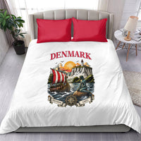 Denmark Kongeriget Heritage Bedding Set Vintage Viking Ship And Nyhavn Scenic Illustration