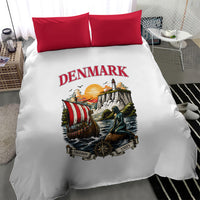 Denmark Kongeriget Heritage Bedding Set Vintage Viking Ship And Nyhavn Scenic Illustration