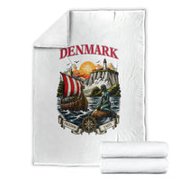 Denmark Kongeriget Heritage Blanket Vintage Viking Ship And Nyhavn Scenic Illustration
