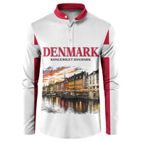 Denmark Kongeriget Heritage Button Sweatshirt Vintage Viking Ship And Nyhavn Scenic Illustration