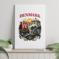 Denmark Kongeriget Heritage Canvas Wall Art Vintage Viking Ship And Nyhavn Scenic Illustration