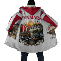 Denmark Kongeriget Heritage Cloak Vintage Viking Ship And Nyhavn Scenic Illustration