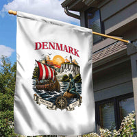 Denmark Kongeriget Heritage Garden Flag Vintage Viking Ship And Nyhavn Scenic Illustration