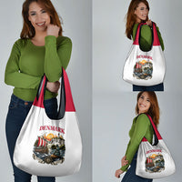 Denmark Kongeriget Heritage Grocery Bag Vintage Viking Ship And Nyhavn Scenic Illustration