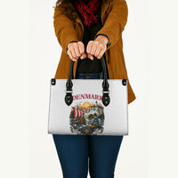 Denmark Kongeriget Heritage Leather Bag Vintage Viking Ship And Nyhavn Scenic Illustration