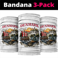 Denmark Kongeriget Heritage Neck Gaiter Vintage Viking Ship And Nyhavn Scenic Illustration