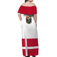 Denmark Kongeriget Heritage Off Shoulder Maxi Dress Vintage Viking Ship And Nyhavn Scenic Illustration