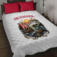 Denmark Kongeriget Heritage Quilt Bed Set Vintage Viking Ship And Nyhavn Scenic Illustration