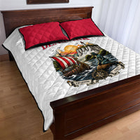 Denmark Kongeriget Heritage Quilt Bed Set Vintage Viking Ship And Nyhavn Scenic Illustration