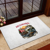 Denmark Kongeriget Heritage Rubber Doormat Vintage Viking Ship And Nyhavn Scenic Illustration